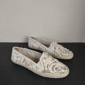 Aerosoles Espadrilles Flats Womens Size 7.5 M Lets Drive Cream Ruffle Shoes